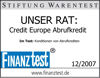Finanztest: „Unser Rat: Credit Europe Abrufkredit“