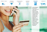 Frau mit Telefon und American Express Card