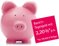 2,2 % Zinsen auf Tagesgeld bei der Bank 11