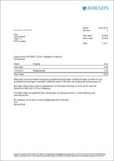 Kontoauszug vom Tagesgeldkonto bei Barclays