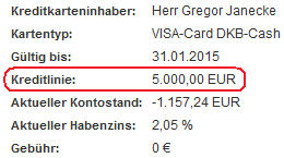 DKB Visa Card und deren Kreditlinie