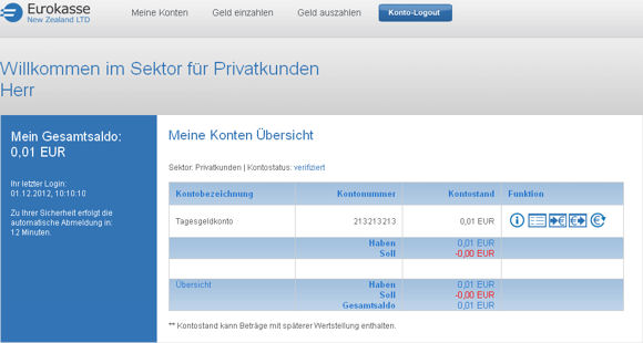Eurokasse Online-Banking