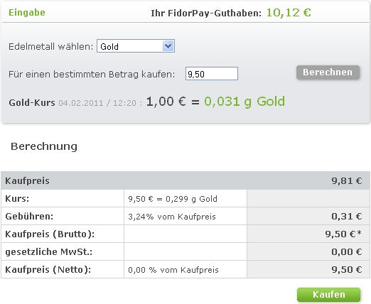 Klare bersicht zum Goldkauf bei Fidor