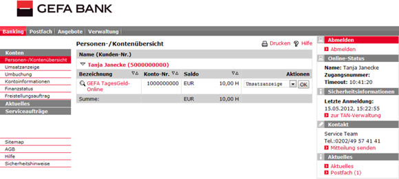 Tagesgeld der GEFA Bank