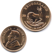 Gold Krügerrand Vor- und Rückseite der Goldmünze Krügerrand