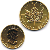 Gold Maple Leaf Vor- und Rückseite der Goldmünze Maple Leaf