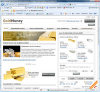 Internetseite von GoldMoney