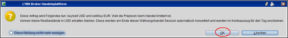 Hinweis zum Forex Trade von Lynxbroker