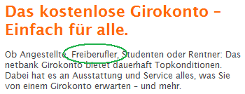 Konto der netbank fr Freiberufler