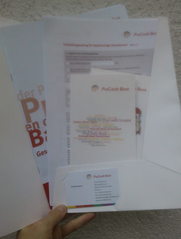 Willkommenspaket der ProCredit Bank zum Tagesgeld.