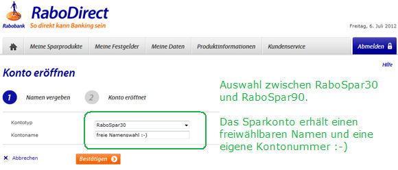 Bildschirmdruck aus dem Online-Banking.