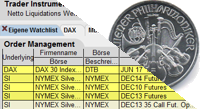 Traderkonto und Silbermnze