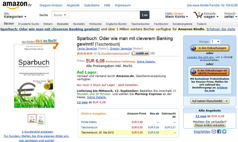Sparbuch bei Amazon.de