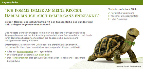 Bildschirmdruck von der Tagesanleihe der Bundesrepublik Deutschland