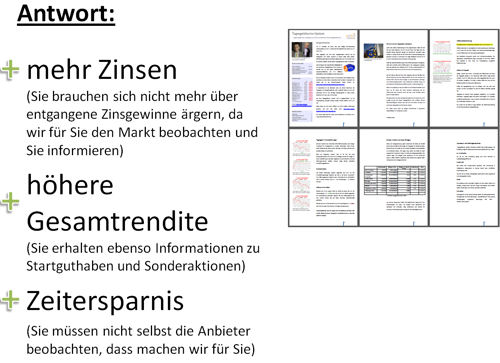 mehr Zinsen, eine hhere Gesamtrendite, Zeitersparnis
