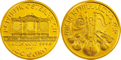 Vor- und Rückseite vom Wiener Philharmoniker Gold