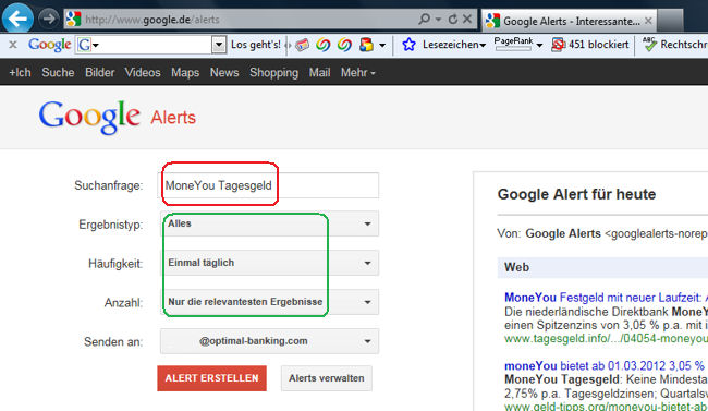 google alert auf Tagesgeld
