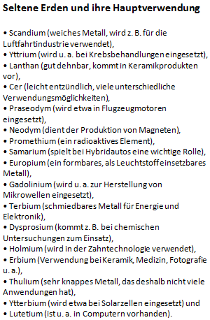 Verwendung von Seltene Erden 
