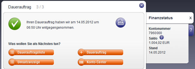 netbank – Dauerauftrag erfolgreich eingerichtet netbank – Dauerauftrag erfolgreich eingerichtet
