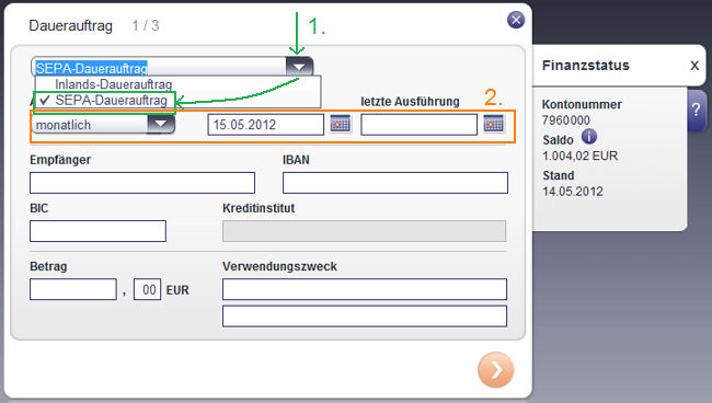 SEPA-Dauerauftrag SEPA-Dauerauftrag