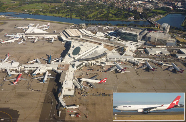 Flughafen und Flugzeuge in Sydney