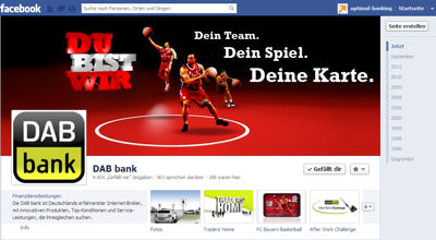 Bildschirmdruck der Facebook-Page der DAB Bank