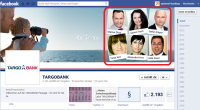Targobank bei Facebook Bildschirmdruck von der Targobank-Seite bei Facebook