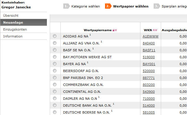 DAX-Aktien, die man bei Cortal-Consors ratierlich besparen kann DAX-Aktien, die man bei Cortal-Consors ratierlich besparen kann