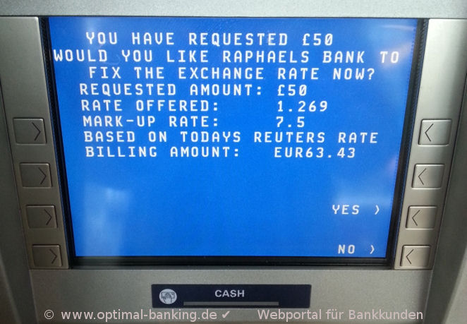 ATM Geldautomat am Flughafen Heathrow