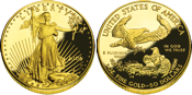 US Goldmünze mit Liberty und Eagle