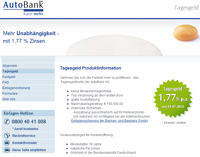 Bildschirmdruck vom Tagesgeld der AutoBank AG