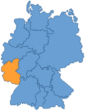 Deutschlandkarte mit dem markierten Geschäftsgebiet der Sparda Bank Südwest eG
