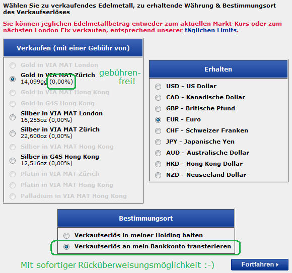 Erste Maske zum Goldverkauf online