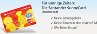 Santander SunnyCard mit vielen Vorteilen