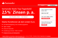 Konditionen vom Santander Tagesgeld