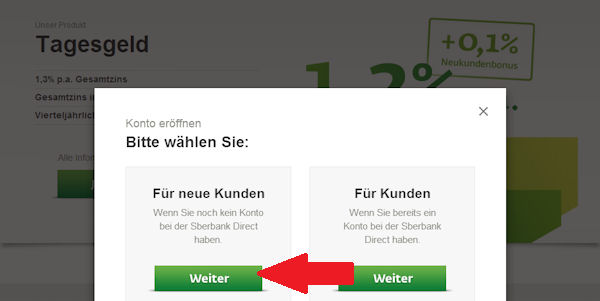 Neukunde der Sberbank?