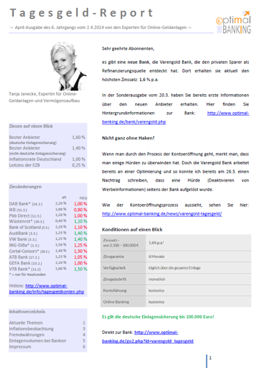 Cover Tagesgeld-Report